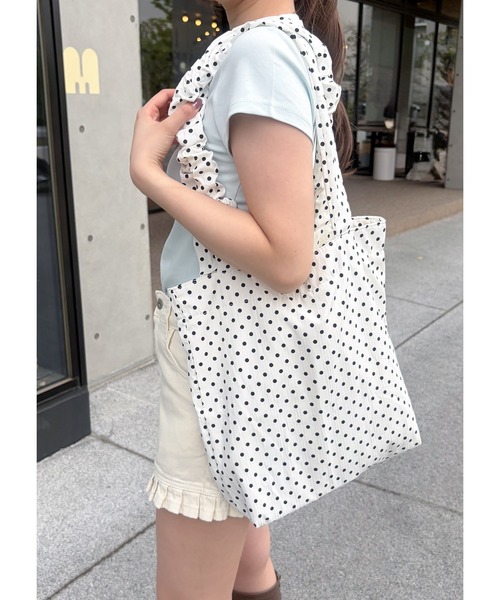 frunco(フランコ)の「【ZOZOTOWN限定】ドットギャザートートBAG(トートバッグ・レディース・ホワイト・FREE)」の2枚目の写真