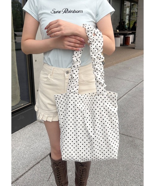 frunco(フランコ)の「【ZOZOTOWN限定】ドットギャザートートBAG(トートバッグ・レディース・ホワイト・FREE)」の4枚目の写真