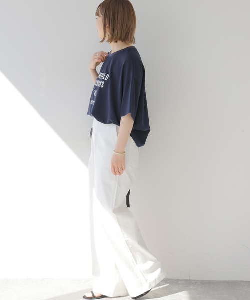 JOURNAL STANDARD relume(ジャーナルスタンダード レリューム)の「2WAYジョーゼットロゴTEE(Tシャツ/カットソー・レディース・ダークブルー/スミクロ/ブラウン/ホワイト系その他・FREE)」の5枚目の写真