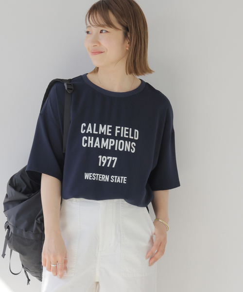 JOURNAL STANDARD relume(ジャーナルスタンダード レリューム)の「2WAYジョーゼットロゴTEE(Tシャツ/カットソー・レディース・ダークブルー/スミクロ/ブラウン/ホワイト系その他・FREE)」の7枚目の写真