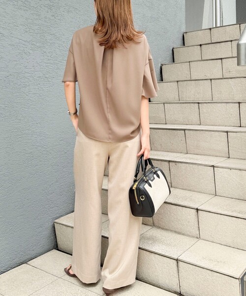 NOLLEY’S（ノーリーズ）の「《セットアップ対応》ウォッシャブル麻調ワイドパンツ（その他パンツ・レディース・ベージュ/ネイビー・38/36/34）」の6枚目の写真