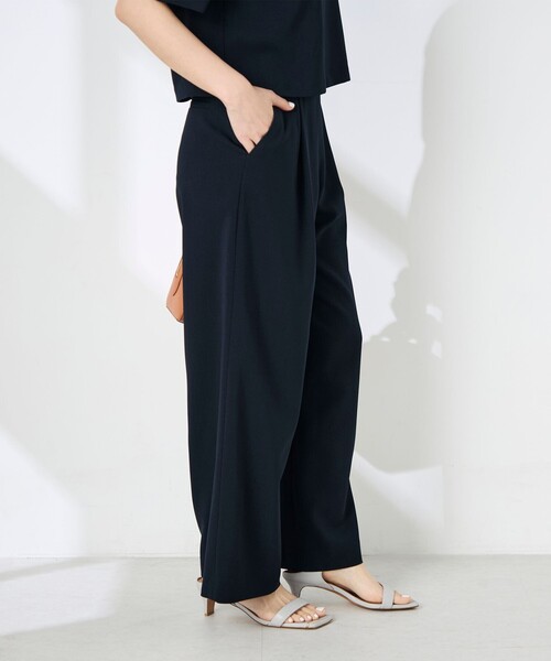NOLLEY’S（ノーリーズ）の「《セットアップ対応》ウォッシャブル麻調ワイドパンツ（その他パンツ・レディース・ベージュ/ネイビー・38/36/34）」の17枚目の写真