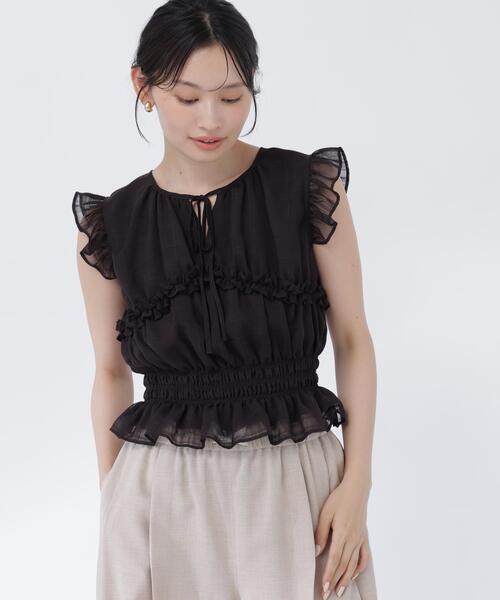 NATURAL BEAUTY BASIC(ナチュラルビューティーベーシック)の「フリルシャーリングペプラムブラウス(シャツ/ブラウス・レディース・ベージュ系その他/オフホワイト/ブラック/ブラウン系その他・フリ-)」の9枚目の写真
