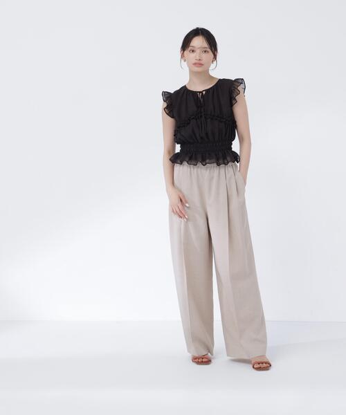 NATURAL BEAUTY BASIC(ナチュラルビューティーベーシック)の「フリルシャーリングペプラムブラウス(シャツ/ブラウス・レディース・ベージュ系その他/オフホワイト/ブラック/ブラウン系その他・フリ-)」の10枚目の写真