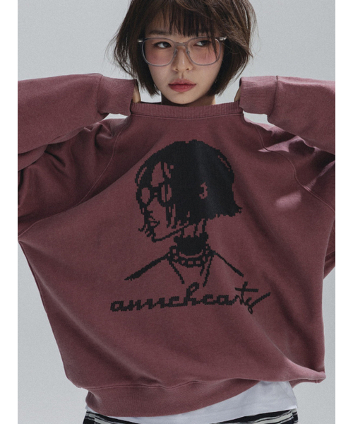 ANNEHEARTS(アンハーツ)の「Vintage Muse Raglan Sweatshirt_PINK(スウェット・レディース・その他・MEDIUM/SMALL)」の2枚目の写真