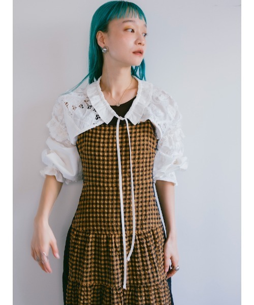 ELLA CANTARIA(エヤカンタリア)の「Lace Patchwork Bolero|レースパッチワークボレロ(カーディガン/ボレロ・レディース・ホワイト/ライトイエロー・FREE)」の13枚目の写真