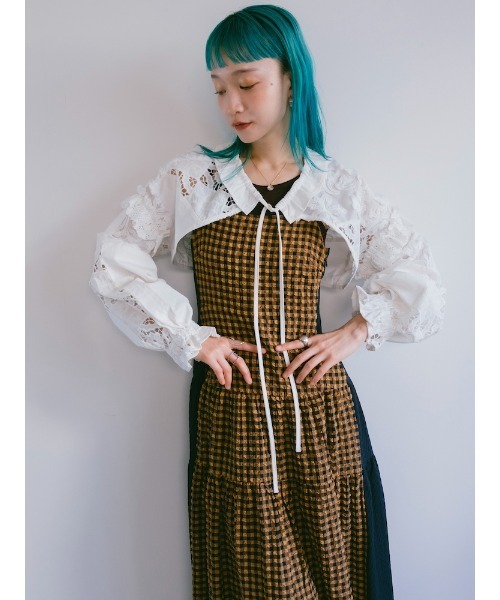 ELLA CANTARIA(エヤカンタリア)の「Lace Patchwork Bolero|レースパッチワークボレロ(カーディガン/ボレロ・レディース・ホワイト/ライトイエロー・FREE)」の18枚目の写真