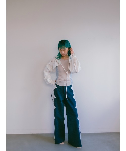 ELLA CANTARIA(エヤカンタリア)の「Lace Patchwork Bolero|レースパッチワークボレロ(カーディガン/ボレロ・レディース・ホワイト/ライトイエロー・FREE)」の20枚目の写真