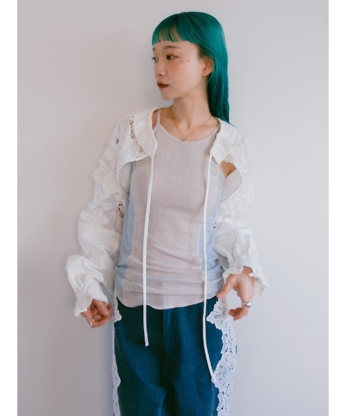 ELLA CANTARIA(エヤカンタリア)の「Lace Patchwork Bolero|レースパッチワークボレロ(カーディガン/ボレロ・レディース・ホワイト/ライトイエロー・FREE)」の21枚目の写真