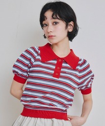 パフスリーブポロニットプルオーバー
