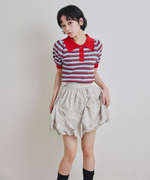 REDYAZEL(レディアゼル)の「パフスリーブポロニットプルオーバー(ニット/セーター・レディース・レッド系その他/グリーン/ホワイト/オレンジ/ネイビー・FREE)」の18枚目の写真