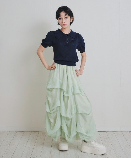 REDYAZEL(レディアゼル)の「パフスリーブポロニットプルオーバー(ニット/セーター・レディース・レッド系その他/グリーン/ホワイト/オレンジ/ネイビー・FREE)」の22枚目の写真