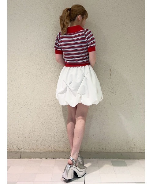 REDYAZEL(レディアゼル)の「パフスリーブポロニットプルオーバー(ニット/セーター・レディース・レッド系その他/グリーン/ホワイト/オレンジ/ネイビー・FREE)」の10枚目の写真