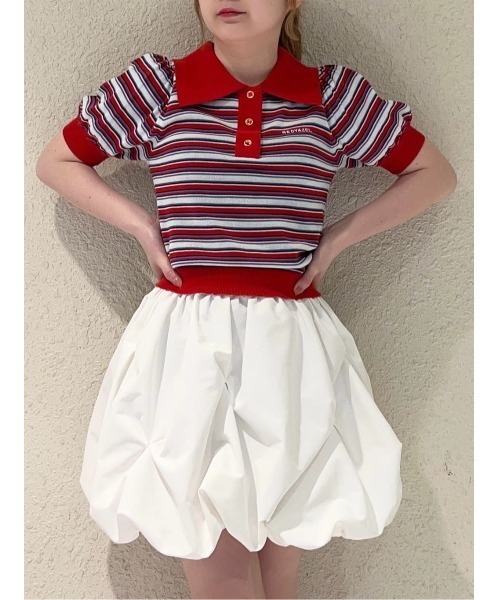 REDYAZEL(レディアゼル)の「パフスリーブポロニットプルオーバー(ニット/セーター・レディース・レッド系その他/グリーン/ホワイト/オレンジ/ネイビー・FREE)」の11枚目の写真