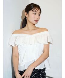 LAGUNAMOON（ラグナムーン）の「フリルクロスデザインブラウス 【夏服】【オフショル】【半袖】（シャツ/ブラウス）」