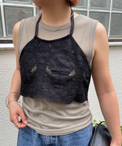 Omekashi(オメカシ)の「コードレースビスチェ(シャツ/ブラウス・レディース・ブラック/オフホワイト・FREE)」の5枚目の写真