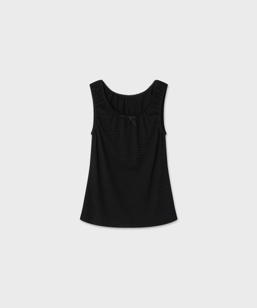 SUNLIT(サンリット)の「シャーリングジャカードスリーブレス(ブラック)(Tシャツ/カットソー・レディース・その他・FREE)」の2枚目の写真