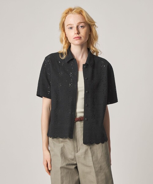 Steven Alan（スティーブンアラン）の「＜Steven Alan＞レース ショートスリーブ シャツ（シャツ/ブラウス・レディース・ブラック/オフホワイト・S/M）」の2枚目の写真