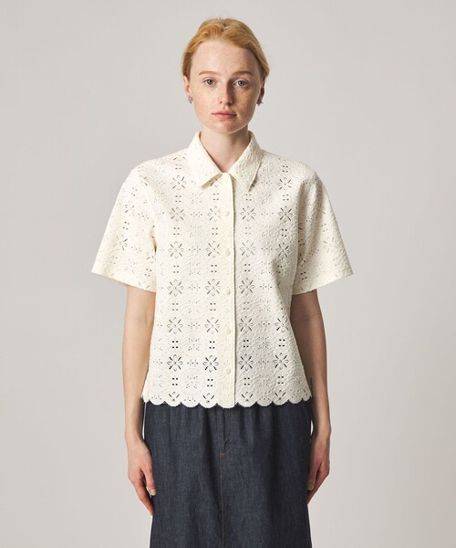 Steven Alan（スティーブンアラン）の「＜Steven Alan＞レース ショートスリーブ シャツ（シャツ/ブラウス・レディース・ブラック/オフホワイト・S/M）」の6枚目の写真