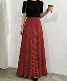 ドット柄プリーツマキシスカートレディース