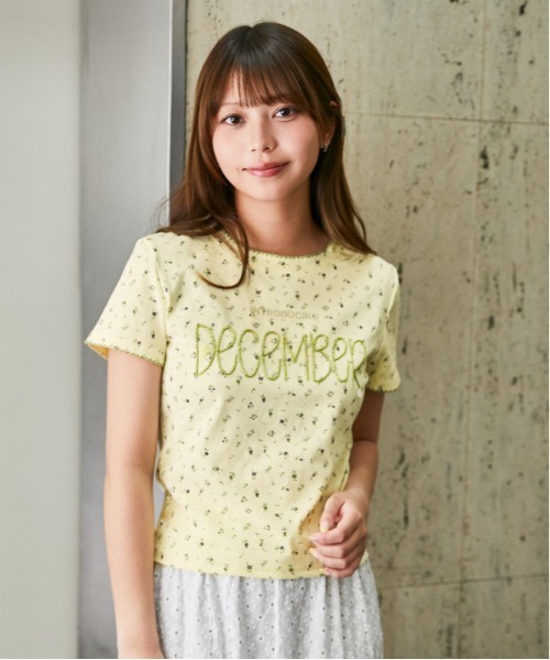 GORGE(ゴージ)の「《フラワー総柄×ロゴ刺繍》カットソー/Y2K韓国ガーリー/春夏秋/全3色(Tシャツ/カットソー・レディース・イエロー/ネイビー/ライトグレー・F)」の13枚目の写真