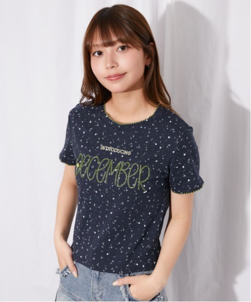 GORGE(ゴージ)の「《フラワー総柄×ロゴ刺繍》カットソー/Y2K韓国ガーリー/春夏秋/全3色(Tシャツ/カットソー・レディース・イエロー/ネイビー/ライトグレー・F)」の6枚目の写真