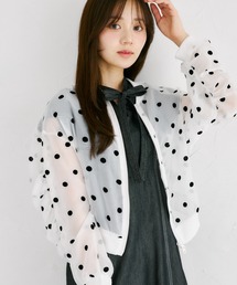 【ZOZO限定】シアードットギャザースリーブダブルジップブルゾン