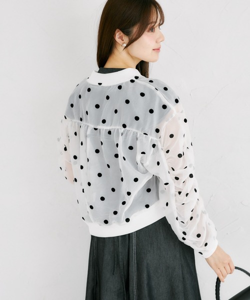 tocco closet(トッコ クローゼット)の「【ZOZO限定】シアードットギャザースリーブダブルジップブルゾン(ブルゾン・レディース・オフホワイト/ブラック・M)」の8枚目の写真