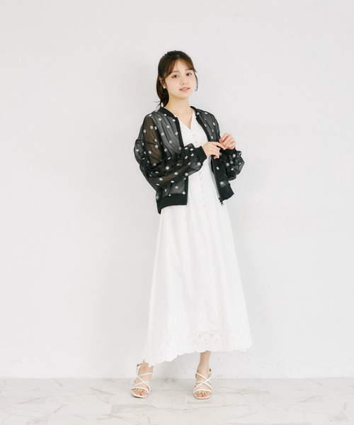 tocco closet(トッコ クローゼット)の「【ZOZO限定】シアードットギャザースリーブダブルジップブルゾン(ブルゾン・レディース・オフホワイト/ブラック・M)」の9枚目の写真