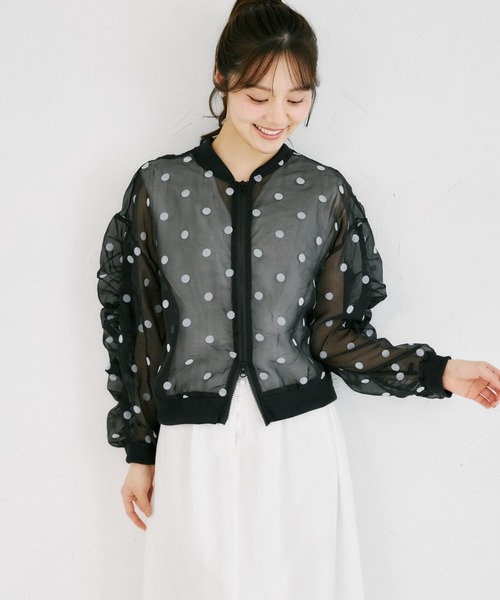 tocco closet(トッコ クローゼット)の「【ZOZO限定】シアードットギャザースリーブダブルジップブルゾン(ブルゾン・レディース・オフホワイト/ブラック・M)」の12枚目の写真