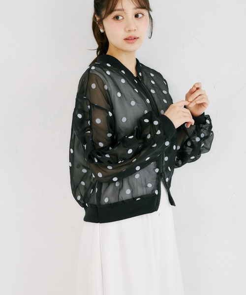 tocco closet(トッコ クローゼット)の「【ZOZO限定】シアードットギャザースリーブダブルジップブルゾン(ブルゾン・レディース・オフホワイト/ブラック・M)」の14枚目の写真