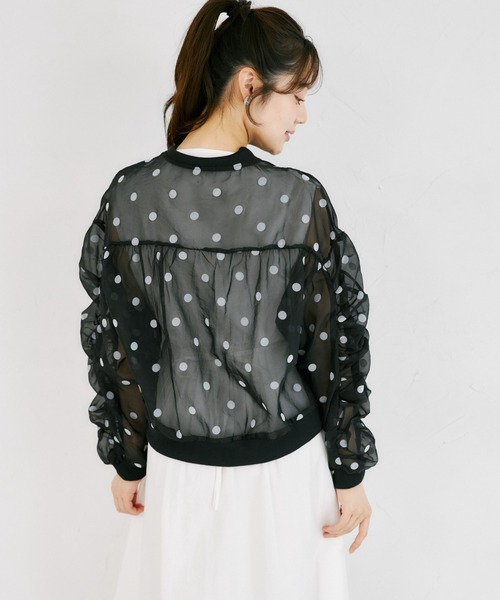 tocco closet(トッコ クローゼット)の「【ZOZO限定】シアードットギャザースリーブダブルジップブルゾン(ブルゾン・レディース・オフホワイト/ブラック・M)」の15枚目の写真
