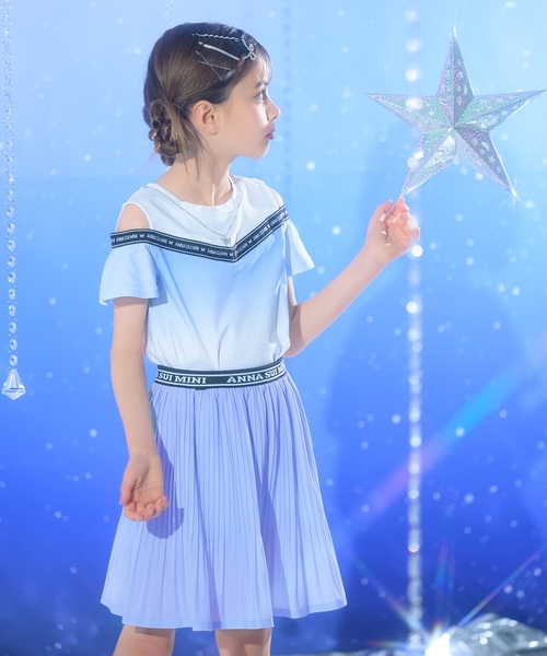 ANNA SUI mini（アナスイ・ミニ）の「風をまとう グラデーションプリーツスカパン（その他パンツ・キッズ・ラベンダー/サックスブルー・150cm/120cm/140cm/130cm/160cm）」の3枚目の写真
