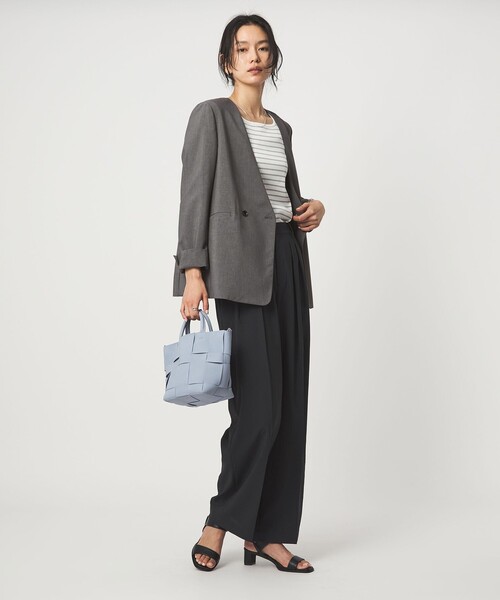 green label relaxing（グリーンレーベルリラクシング）の「［size SHORT/TALLあり］トリアセ ノーラペル ジャケット（ノーカラージャケット・レディース・ダークグレー/ライトグレー・34/SHORT/38/36/44/42/40）」の8枚目の写真