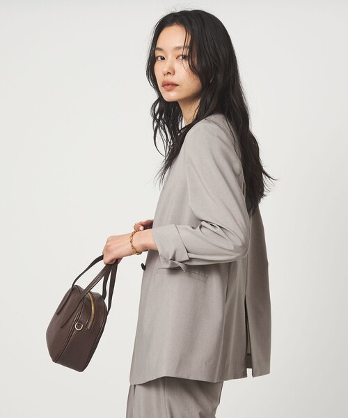 green label relaxing（グリーンレーベルリラクシング）の「［size SHORT/TALLあり］トリアセ ノーラペル ジャケット（ノーカラージャケット・レディース・ダークグレー/ライトグレー・34/SHORT/38/36/44/42/40）」の10枚目の写真