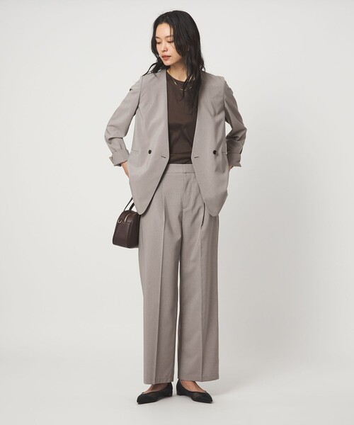 green label relaxing（グリーンレーベルリラクシング）の「［size SHORT/TALLあり］トリアセ ノーラペル ジャケット（ノーカラージャケット・レディース・ダークグレー/ライトグレー・34/SHORT/38/36/44/42/40）」の11枚目の写真