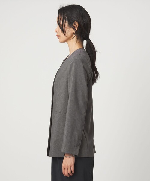 green label relaxing（グリーンレーベルリラクシング）の「［size SHORT/TALLあり］トリアセ ノーラペル ジャケット（ノーカラージャケット・レディース・ダークグレー/ライトグレー・34/SHORT/38/36/44/42/40）」の16枚目の写真