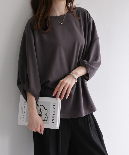ツイストデザイン7分袖カットソー/Tシャツ