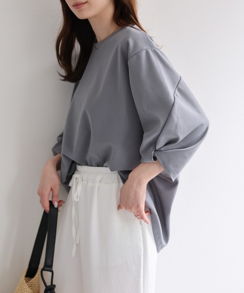 ツイストデザイン7分袖カットソー/Tシャツ