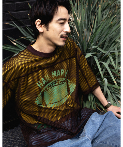 ANGLAN(アングラン)の「Hail Mary Mesh Tee - Brown(Tシャツ/カットソー・メンズ・その他・ONE SIZE)」の7枚目の写真