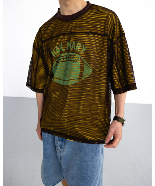 ANGLAN(アングラン)の「Hail Mary Mesh Tee - Brown(Tシャツ/カットソー・メンズ・その他・ONE SIZE)」の2枚目の写真