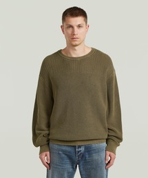 G-STAR | Washed Rib Knit Pullover/ウォッシュド加工リブニットコットンセーター(ニット/セーター)