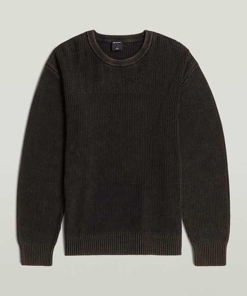 G-STAR(ジースター)の「Washed Rib Knit Pullover/ウォッシュド加工リブニットコットンセーター(ニット/セーター・メンズ・グリーン系その他/ダークブラック・X-LARGE/LARGE/SMALL/MEDIUM/X-SMALL)」の2枚目の写真