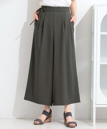 SHOO・LA・RUE | 【洗濯機可/S-LL/セットアップ可】涼し気で軽いはき心地 リボン付き麻調ガウチョパンツ(その他パンツ)