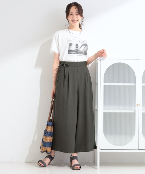 SHOO・LA・RUE(シューラルー)の「【セットアップ可/洗濯機可/S-LL】サラっと着られる 麻調リボン付きスカーチョパンツ(その他パンツ・レディース・チャコールグレー/ライトベージュ/カーキ・02/01/03/04)」の6枚目の写真