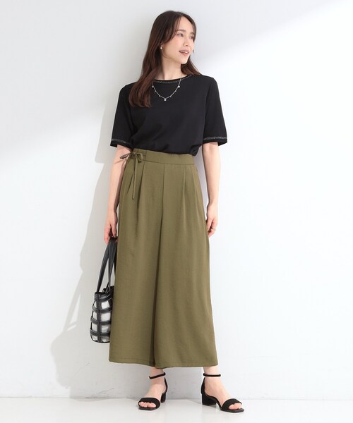 SHOO・LA・RUE(シューラルー)の「【セットアップ可/洗濯機可/S-LL】サラっと着られる 麻調リボン付きスカーチョパンツ(その他パンツ・レディース・チャコールグレー/ライトベージュ/カーキ・02/01/03/04)」の11枚目の写真