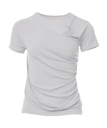Asymmetrical Draped T-Shirt (FL-147_Cloud White)