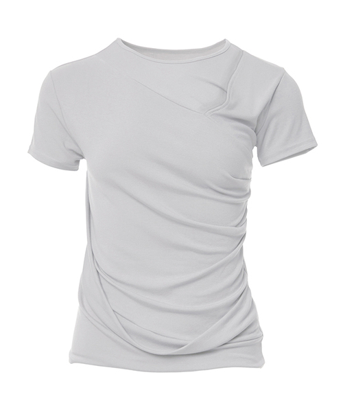 FLAREUP(フレアアップ)の「Asymmetrical Draped T-Shirt (FL-147_Cloud White)(Tシャツ/カットソー・レディース・アイボリー・OS)」の1枚目の写真