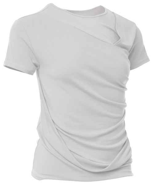 FLAREUP(フレアアップ)の「Asymmetrical Draped T-Shirt (FL-147_Cloud White)(Tシャツ/カットソー・レディース・アイボリー・OS)」の4枚目の写真