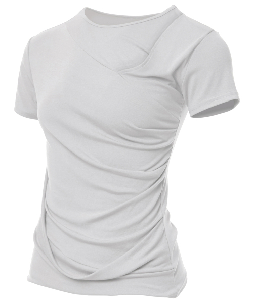 FLAREUP(フレアアップ)の「Asymmetrical Draped T-Shirt (FL-147_Cloud White)(Tシャツ/カットソー・レディース・アイボリー・OS)」の5枚目の写真